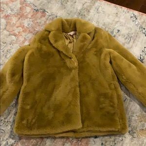 Luxurious faux fur double breasted coat